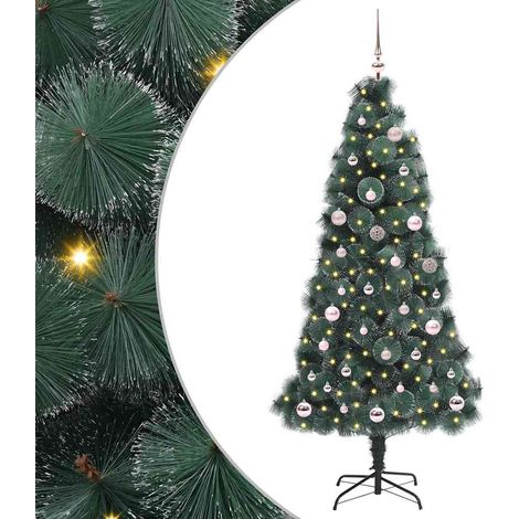 Künstlicher vorbeleuchteter Weihnachtsbaum mit Kugelset 150 cm