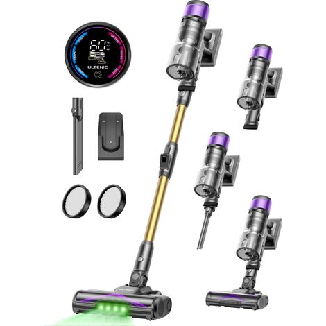 Ultenic UW20 Aspirador escoba sin cable, 55 kPa, 600 W, tecnología GreenEye™, hasta 60 min, depósito de 1,5 L, tubo plegable, cepillo antienredos