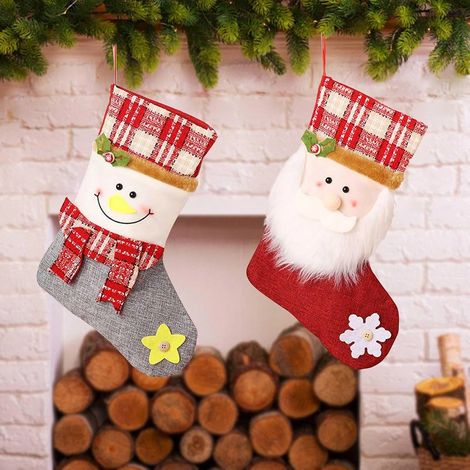2 chaussettes de Noël, chaussette de Noël à suspendre, accessoires, décoration, décoration de cheminée, chaussettes de Noël à suspendre, sachet de bonbons, Père Noël (1/5)
