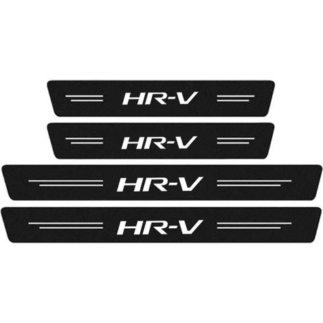 (4 pièces) Seuil de porte en fibre de carbone - Autocollants de protection de seuil de porte pour Honda HRV,logo HR-V,coffre,pare-chocs arrière (1/3)