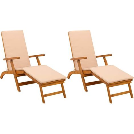 Fauteuil inclinable et pliant, ensemble deux pièces, en bois d'acacia massif. (1/5)