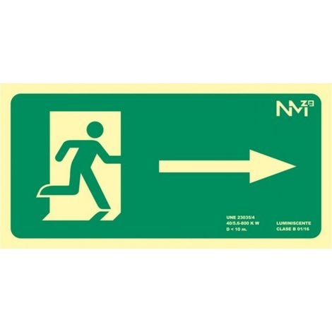 SEGNALAZIONE EVACUAZIONE FRECCIA DESTRA PVC CLASSE B - 100X40X120