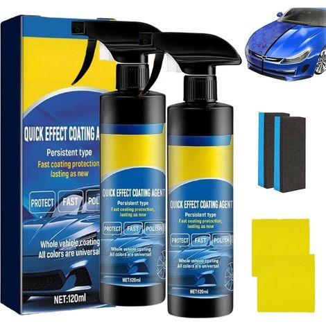 Spray Ceramico per Auto ad Effetto Rapido – Protezione Idrofobica Antigraffio, Lucentezza a Specchio a Lunga Durata, con Panno in Microfibra e Spugna (2 PZ) (1/5)