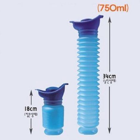 Urinoir d'urgence rétractable 750 ml, toilettes portables homme/femme, bouteille à urine réutilisable, mini urinoir de voyage/camping en extérieur (1/4)