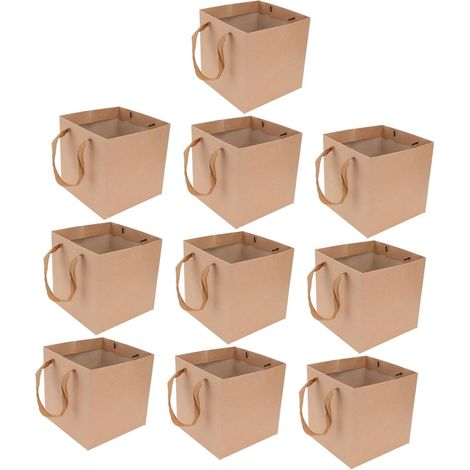 10 pièces Sacs Papier Kraft Sacs à Main pour Fleurs pour Fête pour Bonbons et Snacks (1/5)