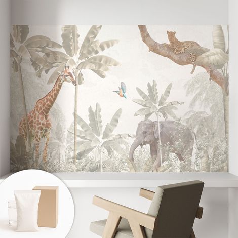 Carta Da Parati Con Design Moderno - Per Rinnovamento Rapido - Non-Woven - Per Interni Moderni oasi tropicale 104x70 cm (1/5)