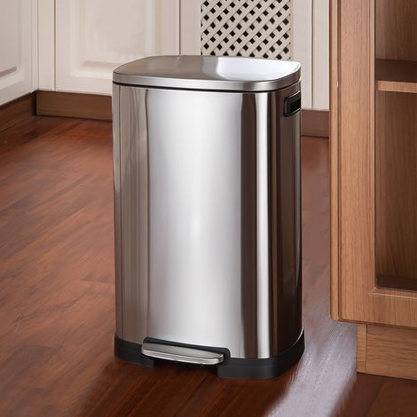 50L Stainless Steel Step Open Trash Can (1/5)