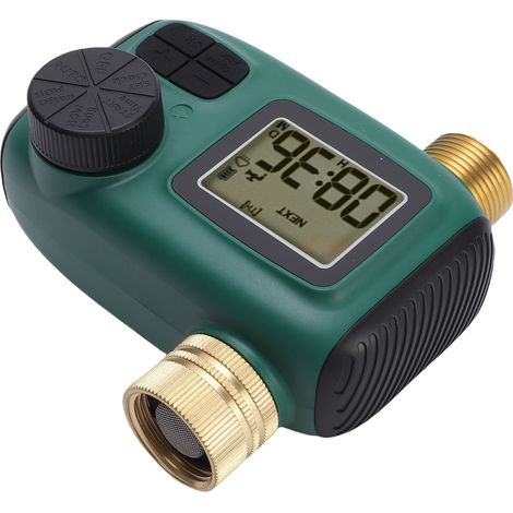 Programmateur d'arrosage automatique 3/4 pouces laiton entrée sortie, minuteur robinet avec écran LCD, retard pluie, mode manuel, étanche IP55 pour irrigation goutte à goutte, jardin, pelouse (1/5)