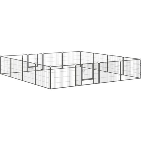 16-Panel Heavy Duty Puppy Playpen for Small Dogs - Indoor and Outdoor Use, Grey Color, Durable Pet Enclosure (1/5)