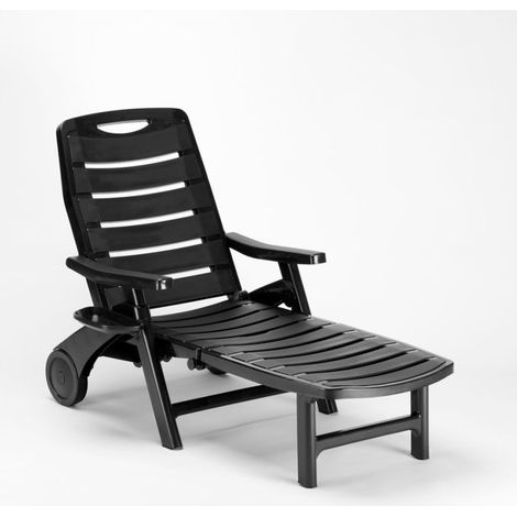 15-er Premiere Stock Sonnenliegen klappbar aus Kunststoff für Pool und Strand - Anthrazit