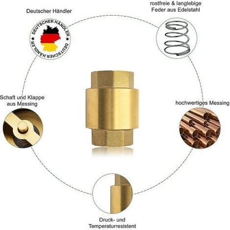 3/4 Zoll Messing Rückschlagventil Innengewinde – Rückflussverhinderer Für Waschmaschine, Garten & Trinkwasser, 16 Bar, 304 Edelstahlfeder