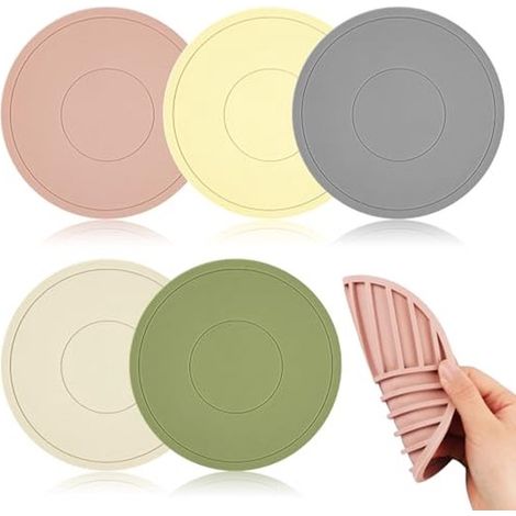 5-teiliges Set runder, hitzebeständiger Silikonuntersetzer (16 cm Durchmesser) (1/5)