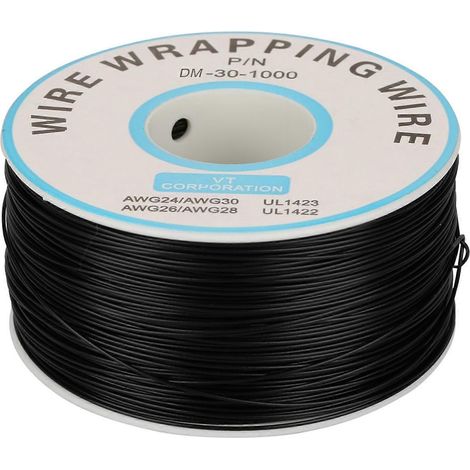 1 Rolle Drahtwicklung, einadriges Kupferdrahtkabel 30AWG, 0,25 mm Kerndurchmesser (Schwarz)