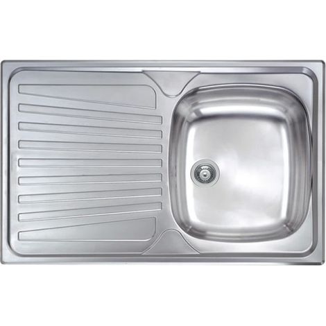 LAVELLO CUCINA DA INCASSO IN ACCIAIO INOX 1 VASCA CON GOCCIOLATOIO MODELLO MONDIAL - CM.86x50 VASCA DESTRA - PROFONDITÀ VASCA: 15 CM  - HID