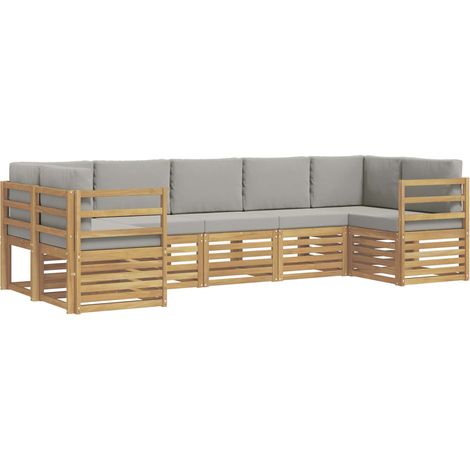 Sectional Sofa Set 7 pcs White and Light Grey vidaXL