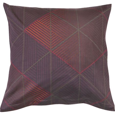 Kissenbezug 40x40 cm, dicker Baumwollstrick, geometrische Dreiecke, bordeauxrot (1/4)