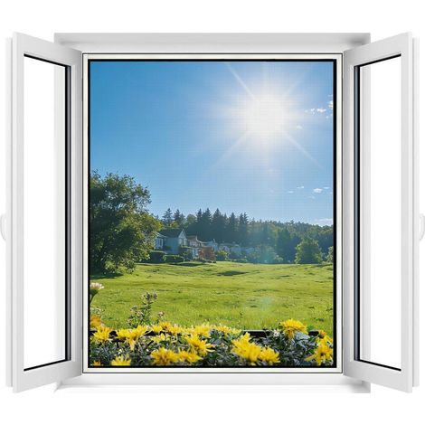 Fliegengitter Fenster 130x150cm Schwarz, Insektenschutz ohne Bohren, zuschneidbar (1/5)