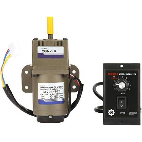 Ej.Life AC 220V 6W Einphasen-Asynchrongetriebemotor Verzögerung Einstellbarer Drehzahlminderungsmotor Stufenlose Drehzahl Umkehrdrehzahlmotor(5K) (1/5)