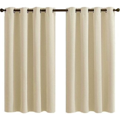 Ensemble de 2 Panneaux de Rideaux Courts à Oeillets - Occultant Isolant Thermique Couleur Taupe - pour Chambre ou Salle de Bain 28x36 Pouces (K30) (1/5)
