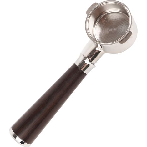 Porte-filtre à café en acier inoxydable, panier de 51 mm, porte-filtre sans fond, porte-filtre avec poignée en bois pour machine à café ECO310, coloris Blackwood.