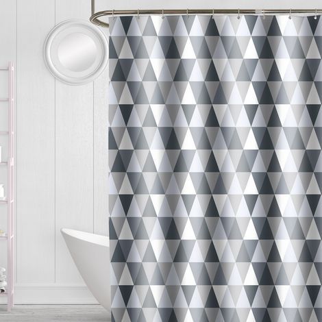 Rideau de douche 200 x 220 cm (200 cm de largeur, 220 cm de hauteur), tissu polyester imperméable anti-bactérien, anti-moisissure, lavable, avec 12 anneaux de rideau de douche (1/5)