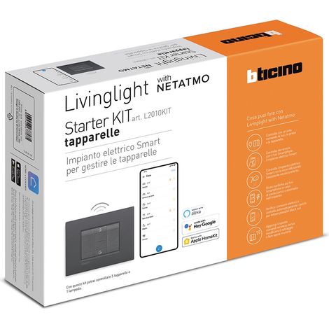 Starter Kit per gestione luci e tapparelle living international antracite Bticino L2010KITN