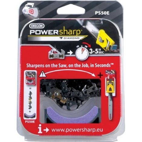 Oregon – Chaîne tronçonneuse 3/8'' 50cm – Affûtage rapide en 3 secondes – Pour bois dur – PS50E