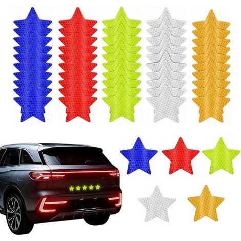 Autocollants réfléchissants de signalisation (50 pièces) – Autocollants réfléchissants imperméables de 6 cm – Autocollants de sécurité pour vélos, motos, poussettes et plus encore – Réfléchissants en (1/5)