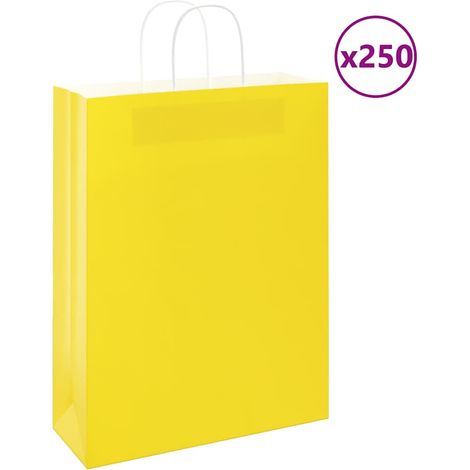 Papiertragetaschen 250 Stk. mit Henkeln Gelb 32x12x42 cm