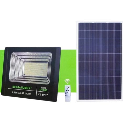 TRADE SHOP - Faretto Led Esterno Con Pannello Energia Solare 800 W Batteria 12 Ore Faro Ip67 -