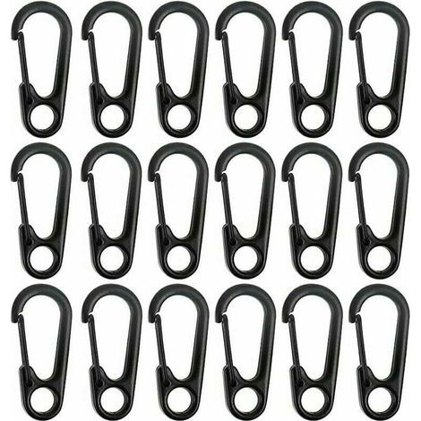 Mosquetón UlisemMini de aleación de zinc para llaveros, ideal para escalada, senderismo, montañismo, acampada y para colgar objetos (negro, dimensiones: 31,3 × 14,3 mm), paquete de 20 unidades. (1/4)