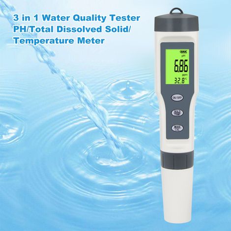 Digitales pH-Meter mit ATC 3-in-1-Wasserqualitätsmessgerät: pH-/Temperaturmesser, Gesamtfeststoffmessgerät, Wasserdetektor für Trinkwasser, Pool, Spa, Labor, Aquarium, Teich. (1/5)