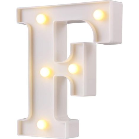 LED Chapiteau Lettre Lumières 26 Alphabet Lettres Lumineuses Signes Parfait pour la Décoration De Bar De Fête De Mariage (Blanc F)-Fei Yu (1/5)