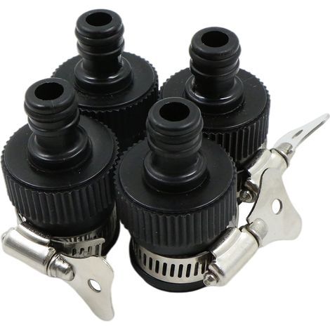Tuyau Robinet adaptateurs Rapide - 4pcs Raccord d'arrosage en polypropylène et Caoutchouc, sans Filetage, Convient pour robinets Ronds de 15 à 24 mm de diamètre extérieur (1/5)