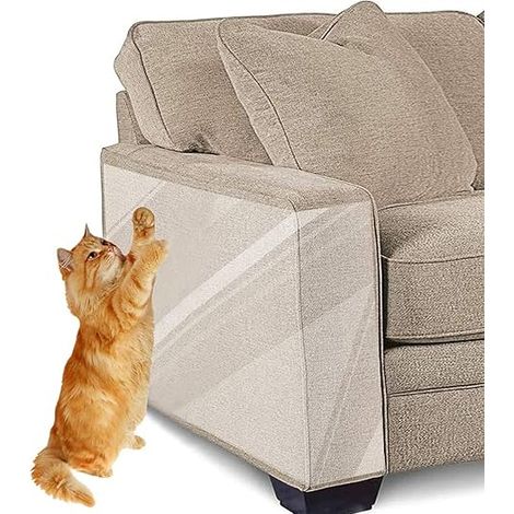 Ruban Anti-Rayures pour Chats, Protecteur de Meubles de 8 Pièces, Feuilles de Ruban de Dressage Anti-Rayures Transparentes Double Face pour Chats - Canapé, Porte, Murs, Protecteur de Tapis (1/4)