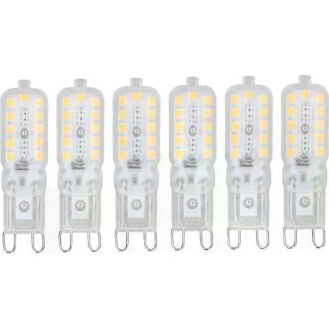 6 Stück G9 LED-Lampen, 5 W, transparente Abdeckung, 22 LEDs, dimmbar, für Decken-, Wand- und Tischleuchten, 110–140 V (1/4)
