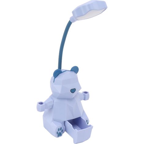 Lampe de bureau LED portable USB avec 2 modes d'éclairage, protection des yeux et rangement pour stylos, idéale pour étudier et lire (motif ours bleu). (1/5)