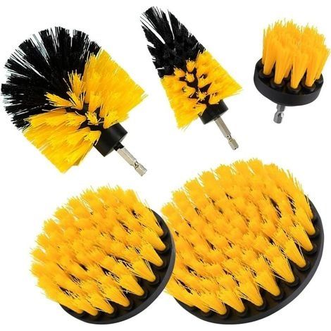 Ce kit de foret et de brosse est un accessoire de nettoyage pour diverses surfaces telles que les cuisines, les salles de bains, les grilles de barbecue et les roues de voiture, et convient à la plupa (1/4)