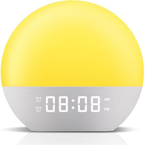 Réveil Lumière du Jour avec Effet Lever de Soleil – Réveil Lumière Numérique avec 24 Sons Apaisants, 20 Niveaux de Luminosité, Double Alarme, Couleurs LED Variées & Variations Lumineuses Multiples (1/5)
