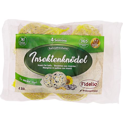 Fidelio Insektenknödel 4 Stück, 335g - Ganzjahresfutter für Wildvögel
