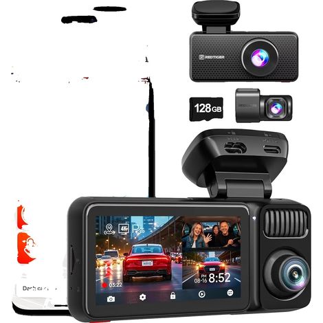 Dashcam, registrazione 4K, sistema a tre lenti, NESSUN KIT HARDWARE RICHIESTO, 128 GB (1/2)