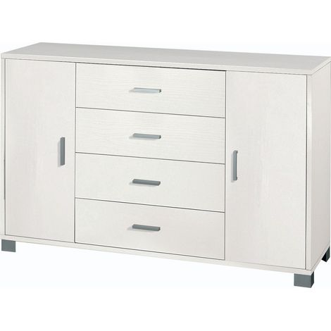 Mobile 2 Ante 4 Cassetti 136x86x41 cm Bianco Fiammato (1/3)