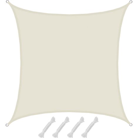 UPF50+ Sonnensegel 4x4 Polyester Quadratisch Wasserabweisend Garten Balkon Beige