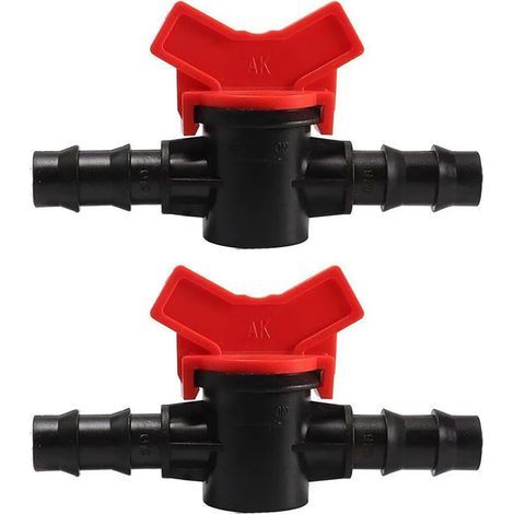 2PCS Barbed Ball Valve, 14mm, POM, Flow Control, Stop Switch, Drip Irrigation