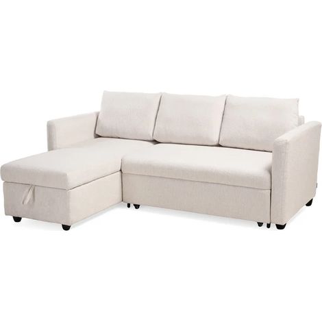 Canapé d'angle réversible 3p convertible tissu beige – WILSON (1/5)
