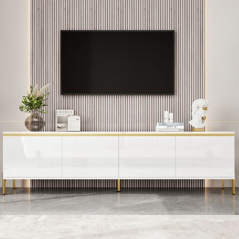 Mobile TV 170x38x50 cm bianco in pannello truciolare con 4 ante (1/5)