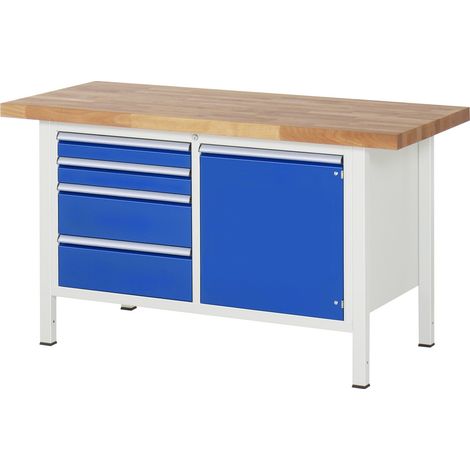 Rau Werkbank höhenverstellbar 8470A2, B1500xT700xH840-1040mm, 4x Schublade-TA, 1x Tür (1/5)