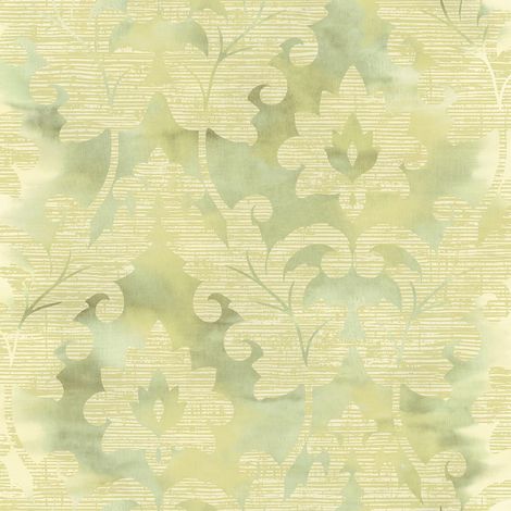 Wallquest Villa Rosa Damask Leaf Lime Wallpaper Floral Leaves Acrylic Coated (1/4)