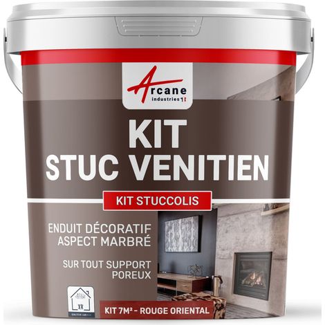 Kit stuc, venitien enduit, stucco, spatulable, décoratif, kit, stuccolis - kit jusqu'à 7 m² Rouge Oriental - ARCANE INDUSTRIES