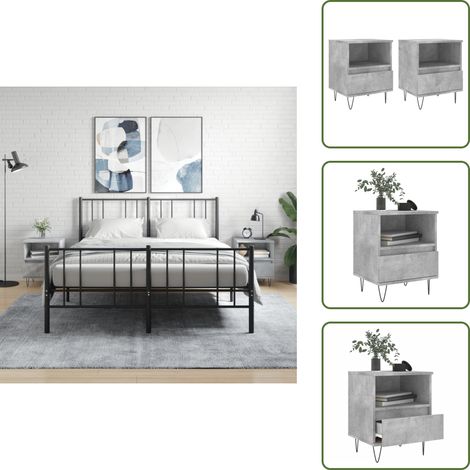 Nachttische 2 Stk. Betongrau 40x35x50 cm Holzwerkstoff - Beton Grau Nachttisch - Wohnzimmer Dekoration - Holzwerkstoff Nachttisch - Schrank - Kommode